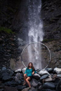 Under the waterfall Posing in front of cyr wheel and waterfall
