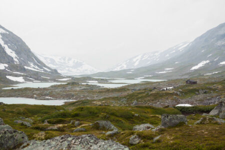 Foggy Norwegian mountain pass