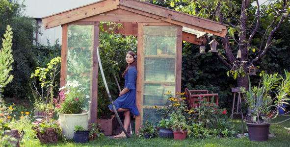 My Cyr Wheel inside the greenhouse