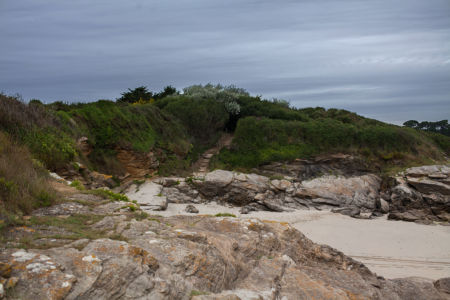 Stairs leading up from a beach