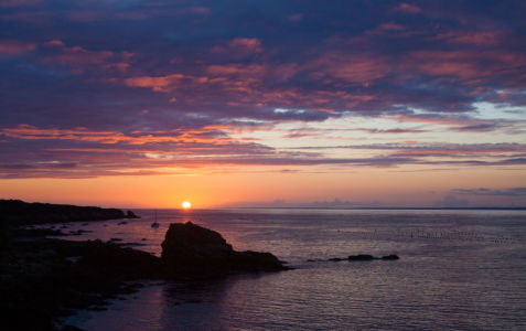 Sundown with dark sky