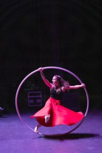 cyr wheel red skirt twirl